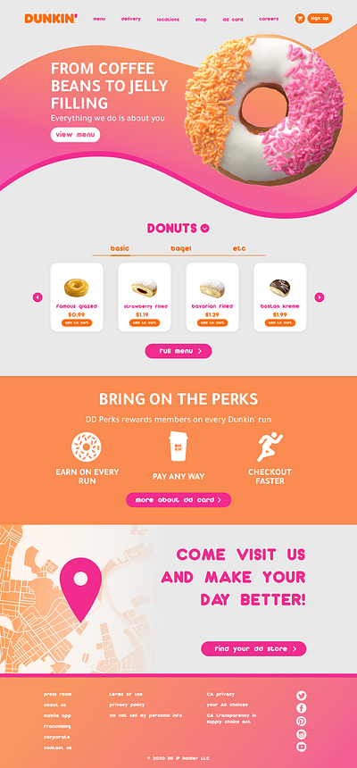 Dunkin' Donuts Website Redesign design ui ui design website design