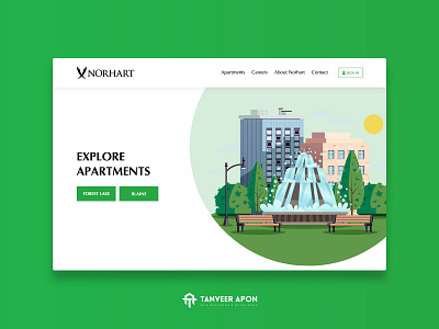 Construction & Apartment Rent Company Website Design apartment awesome clean construction design elegant fountain home house illustration illustrator landing page design ui ux web design web page design