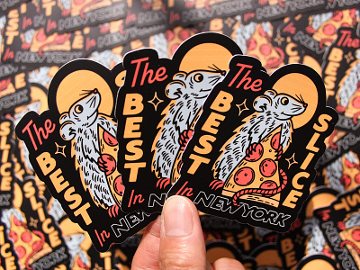 Pizza Rat badgedesign brooklyn character graphic design illustration illustrator merch new york nyc pizza pizza rat rat sticker typography vector