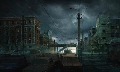 Silence 3d 3dsmax apocalypse art car city composition concept dirt nuclear old realistic render ruins silence war