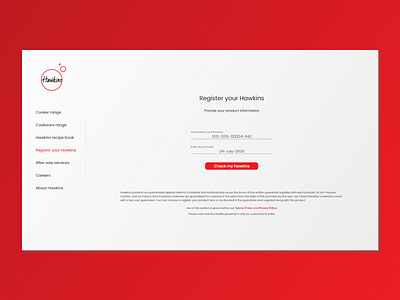 Hawkins product registration page redesign clean ui empathy minimal ux