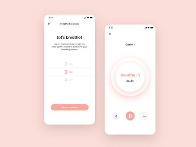 Meditation exercise UI screen design adobe xd app designer figma fitness fitness app meditation app mobile mobile app mobile app ui design sketchapp ui ui design ui kit ui ux design workout app yoga app 应用 应用界面 设计