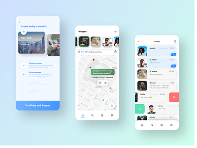 Waysee — app which creating events for people near you. android app application cards chat creating design ios maps messaging mobile ui ux