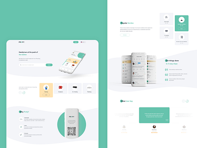 Profy - Handyman at the push of the button adobe xd app design application cleaning green handyman landing logo mobile mockup profy service ui ux webdesign