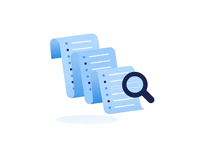 Where is it? 2d illustration list magnify glass product illustration query search searching