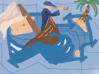 Seafaring adventure blue brushes graphics illustration map photoshop sea search travel