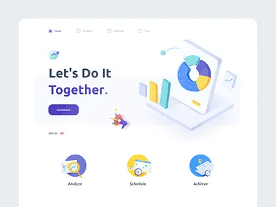 Analytics Landing Page 3d afterglow analitycs app clean collaboration crm dashboard illustration illustrations landing metrics minimal reports startup statistics teamwork ui website