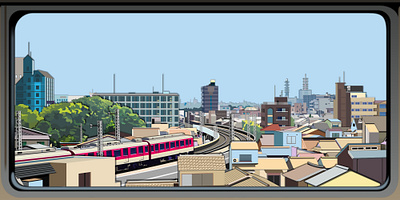 View from train: Kyoto illustration vector vector art vector illustration vectorart