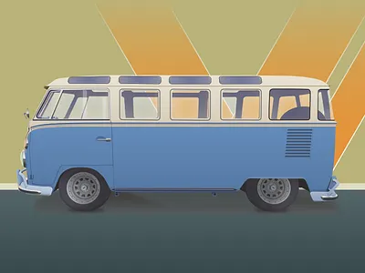The Art of Wheels: VW Type 2 illustration realism vector vector art vector illustration vectorart