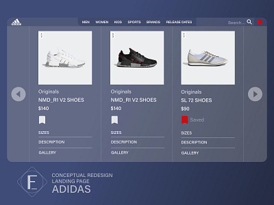 Adidas Landing Page Redesign 3/4 adidas animation minimal shoes ui user experience user interface userinterface ux web website