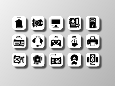 Computer Peripherals (Glyph) app computer computer art creative design desktop doodle glyph icon hardware icon icon bundle icon set iconfinder iconography pc solid ui ux vector web