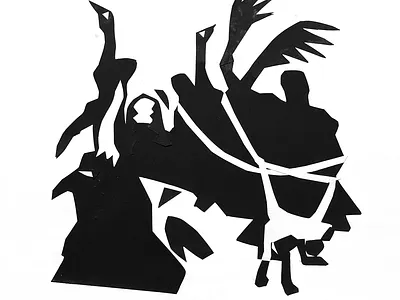 Abstract Jungle animals blackandwhite craft handcut illustration jungle lianas