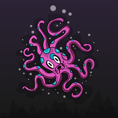 Deep Sea Creature character design fictional illustration octopus sea creatures vector