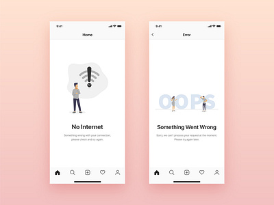 No Internet & Something Went Wrong | Empty States Screens app empty screen emptystate illustraion message app messaging app messenger no internet socialmedia something ui ux ux writing wrong