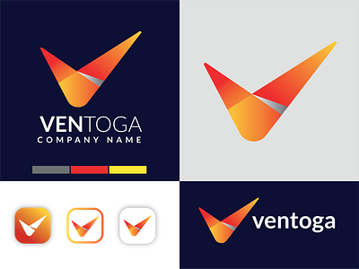 Ventoga Letter Logo Branding 3d branding flat graphic design illustration logo design logo mark logodesigner minimal vector
