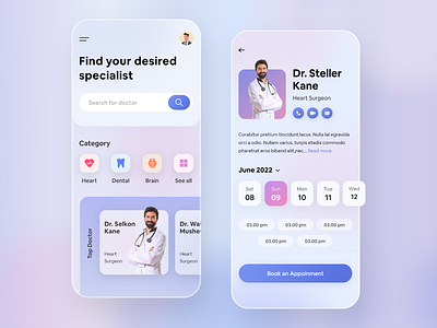 Doctor Appointment App app design doctor app doctor appointment doctor finder doctors exploration gradient healthcare iosapp medical medical app medicie mobile app mobile ui specialist trendy ui ui design uiux