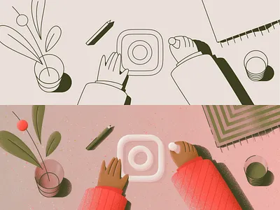 The makers of IG art flat lay ig illustration instagram texture