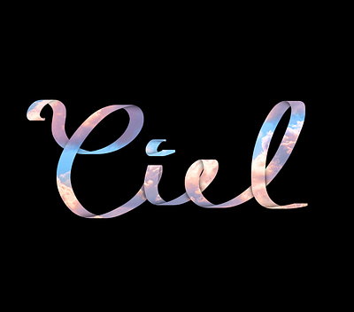 Sky ribbon amateur beginner calligraphy ciel cloud design french layer lettering photoshop ribbon sky tablet vector word