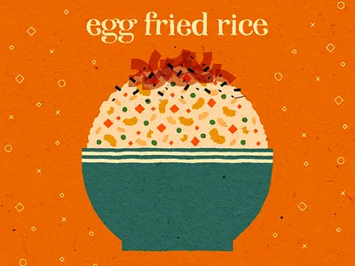egg fried rice egg fried rice food food illustration illustration paper texture rice vector
