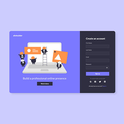 Sitebuilder Sign Up app clean concept design interface minimal product sign up simple ui uiux user experience user interface ux web web design website