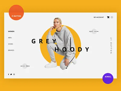 GREY HOODY 21button animation branding design flat grey hoody illustration logo minimal type typography vector web
