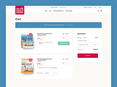 The Honest Kitchen Cart cartoon clean design digital dog food ecommerce flat minimal minimalistic simple typography ui ux web