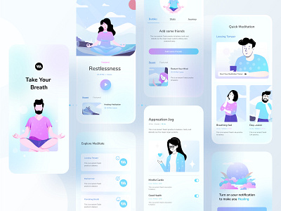 Mental Health Application android application application design color design header healing hybrid illustration illustrations ios meditation mental health mobile app trend typography ui uiux ux website