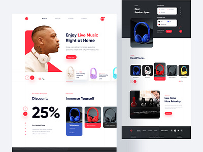 Product Landing Page - Headphone beats best design buttons colorful design designer header headphone homepage landingpage product design products trending design typography uidesign user experience user experience design user interface ux research webdesign website design