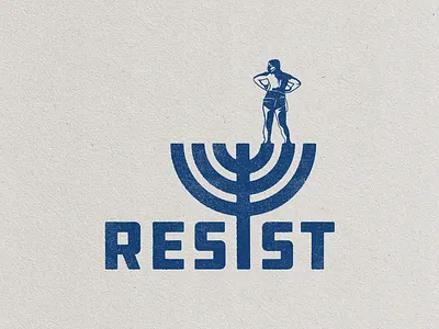 Resist design illustration israel menorah moenrah propoganda protest resist resitance symbol topless typography vector