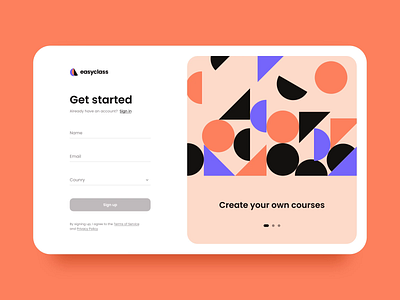 Courses app. Sign up form adobe adobexd animation app courses design dropdown form geometry logo pattern playoff signup slider ui ux web webapp xd animation