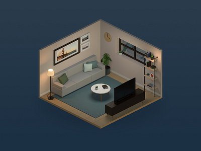 Isometric Living Room 3d room blender3d living room