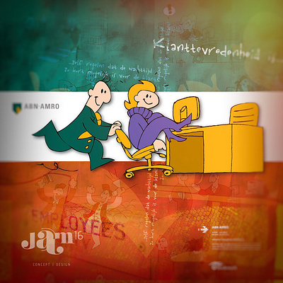 ABN AMRO campaign canvas character design illustration