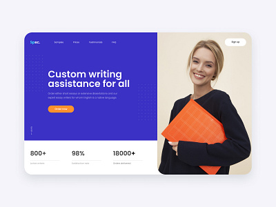 Spec – Custom Writing Assistance design landing landing page ui landingpage ui ui ux user experience user interface ux webdesign