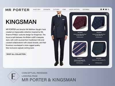 Mr Porter x Kingsman Landing Page Redesign 3/7 branding clothes fashion kingsman minimal ui user experience user interface userinterface ux web website