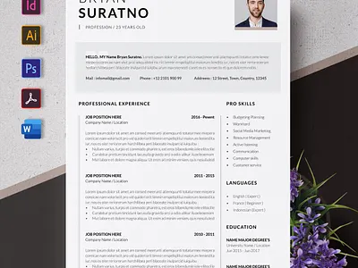 Simple Resume / CV Template a4 clean cover letter creatiforest creative curriculum vitae cv cv design resume template resume word