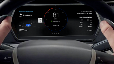 Vehicle display experiment automotive depth gps gradient icons map minimal mockup odometer photoshop product design sketch speed speed limit virtual cockpit