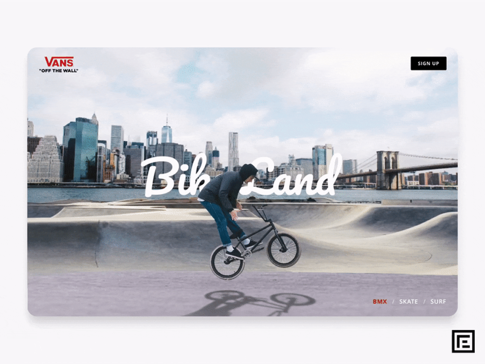 BMX landing page animated animation bike bmx bycicle costa rica design desktop effect landing landing page motion parallax parallax scrolling scroll sketch ui vans web website
