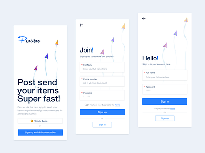 Sign Up Screen for Parciers app adobexd clean ui minimalist popular shot sign in signup ui uidesign uiux