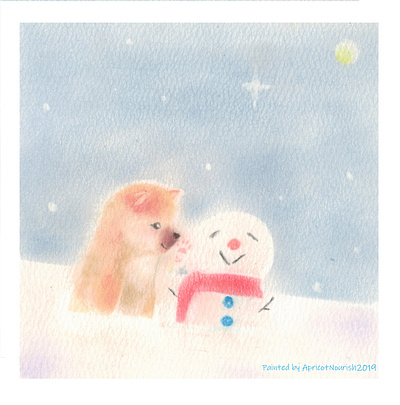 Shiba and snowman