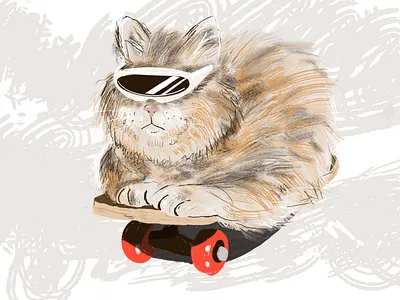 Sk8er cat cat procreate skateboard