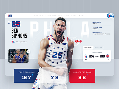 NBA Player ⠿ Work Diary basketball clean concept design exploration game nba player ui