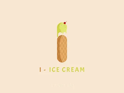 I - Ice Cream branding design food foodillustration icecream identity illustration letter letterlogo logo vector
