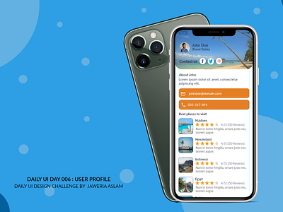 DAILY UI DAY 006 : USER PROFILE adobe xd app design icon illustration jaweria mockup ui user profile ux