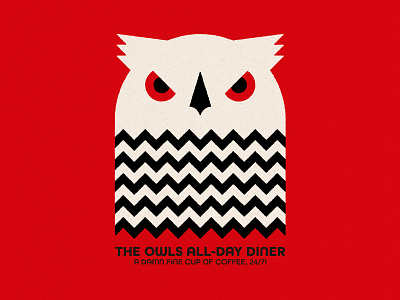 The Owls All-Day Diner – Dumb Fun branding branding and identity branding design coffee david lynch graphic design illustration red and black twin peaks vector art vector illustration
