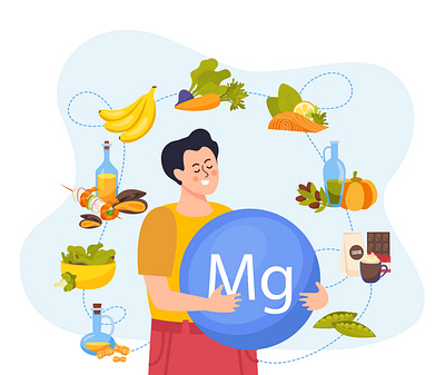 Magnesium rich foods flat foods healthy illustration magnesium vector