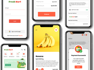 Fresh Mart App app design illustration market minimal mobile mobile app mobile app design mobile design mobile ui ui ux