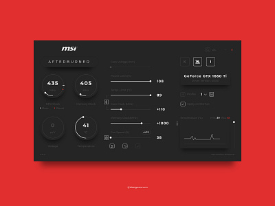 UI Study #4 - Overclocking Program adobe illustrator app app design computer dashboard graphic design illustrator msi overclock program ui ux