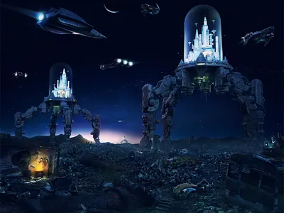 Walking city 3d 3dsmax apocalypse art city concept design future illustration mechanic megapolis render robot sci fi science trash