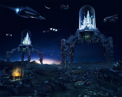 Walking city 3d 3dsmax apocalypse art city concept design future illustration mechanic megapolis render robot sci fi science trash