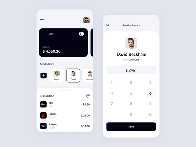 Finance app - Mobile app app apple bank banking banking app black card davidbeckham design finance ios lviv mobile money money app send ui ukraine ux white